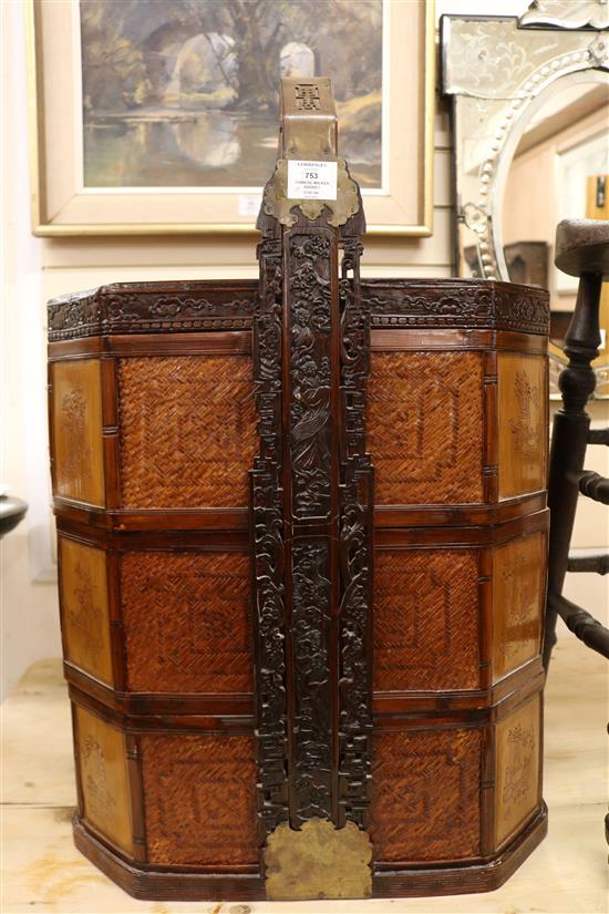 A Chinese wicker basket H.76cm